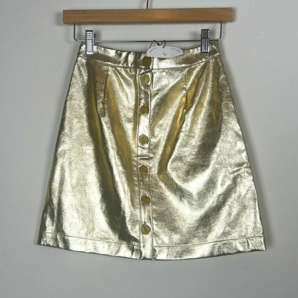 2/$30 Lost + Wander Metallic‎ Vegan Leather Skirt XS NWT